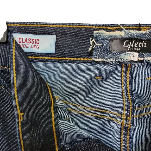 Lileth Couture Banana Republic Denim Lace & Mesh Jeans Pants One of a Kind - Picture 10 of 11